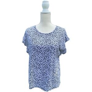 Michael Kors Black Floral Ruffle Sleeve Top Size Large